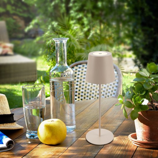 BRILONER - Lampe de table rechargeable - lampe sans fil - avec réglage tactile dimmable - pour intérieur et extérieur - hauteur réglable - 36 cm x 10,5 cm - beige