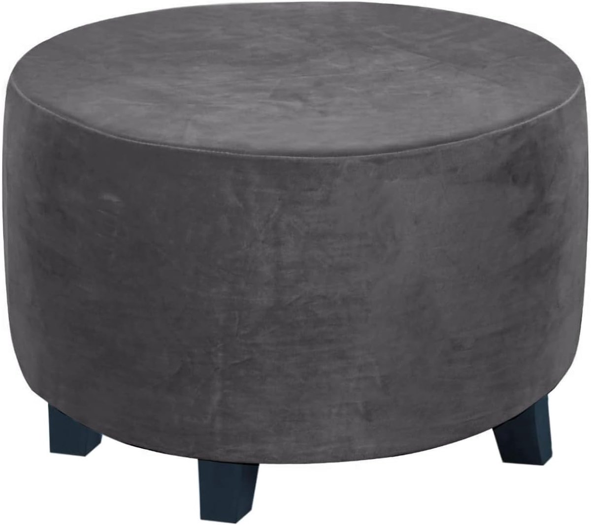 Hoes voor voetenbank - Krukovertrek rond - Meubels beschermen - Zeer elastische stof - Diameter 61-73 cm - Grijs