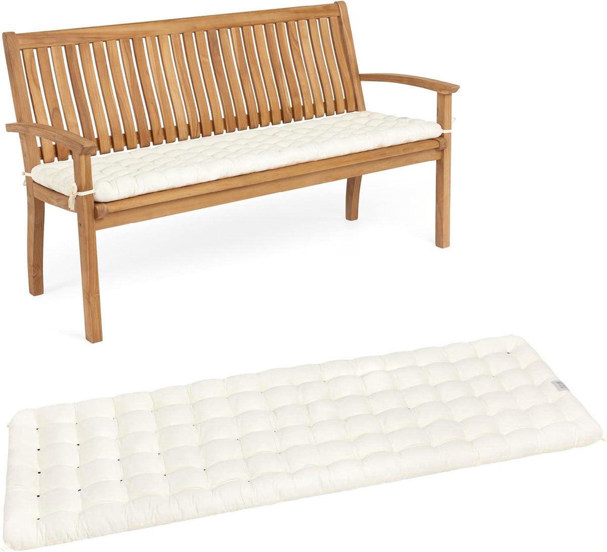 Tuinbankkussen - Zitkussen Bank - Comfortabel Zitten - Orthopedisch Ontwerp - 150 x 48 cm - Wit
