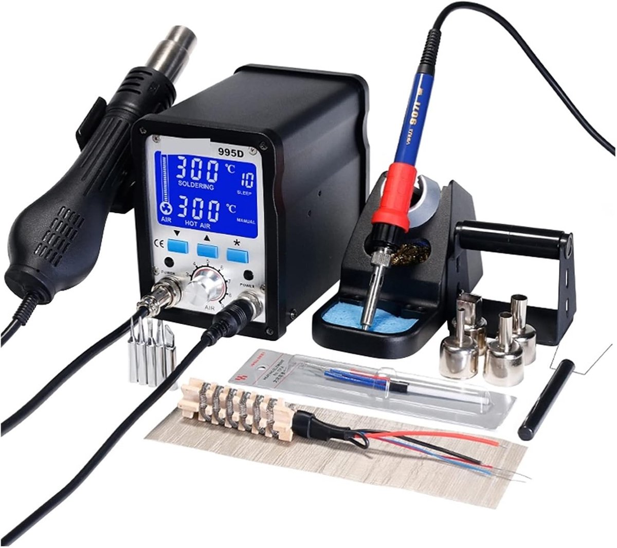 Soldeerstation Heteluchtpistool - Reparatie Tool Set - Elektronische Reparatie - Automatische Koeling - 1.0 Gram - Zwart