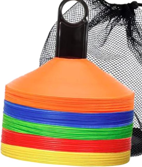 Sport Trainingskegels - Markeerpionnen Veldkegels - Sport Training Afbakenen - Slijtvast PE Materiaal - 50 Stuks - Veelkleurig — afbeelding 3