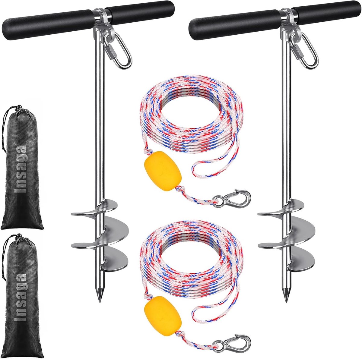 Zandanker Boot - Watersport Anker - Vastleggen Water - Roestvrij Staal 304 - 432 cm 2 Stuks - Zilver