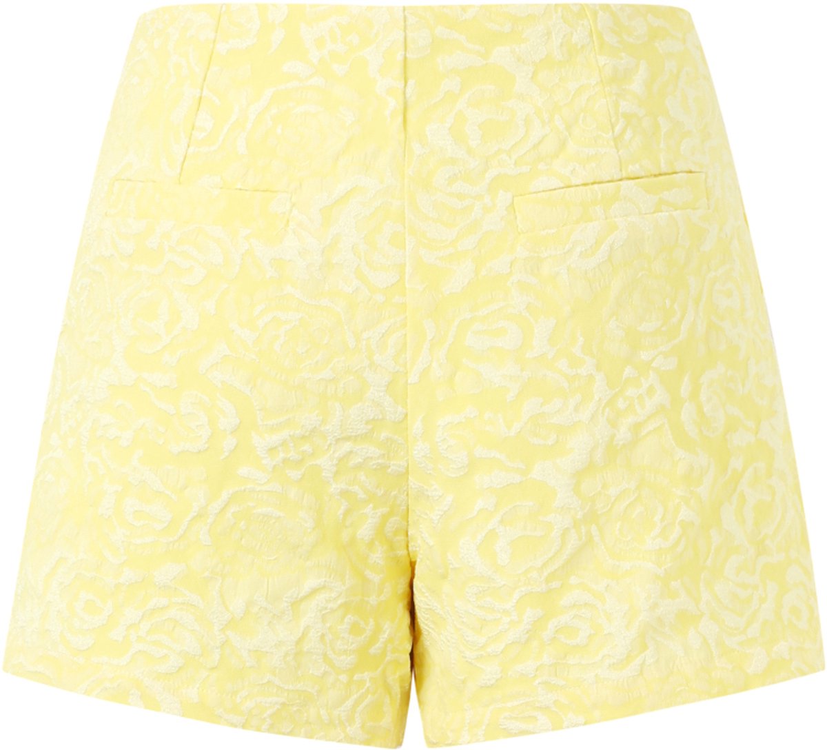 Elegante Geweven Vrouwen Shorts met Bloemenprint - Geel - Maat L