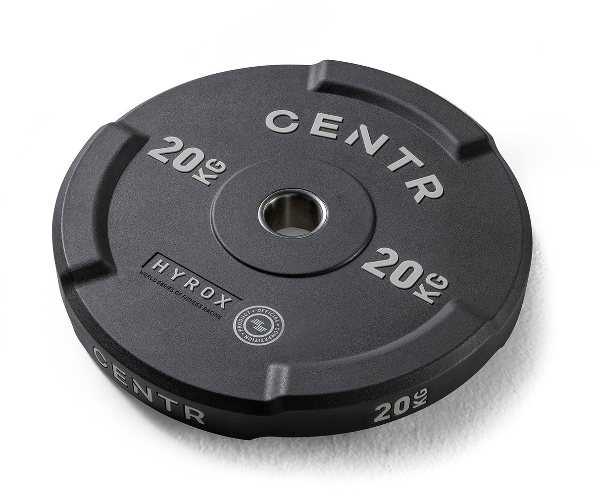 Hyrox - Interlocking Bumper Plate 20kg - Gewicht Schijf - Sport Gewichten - Fitness - Zwart - Per Stuk