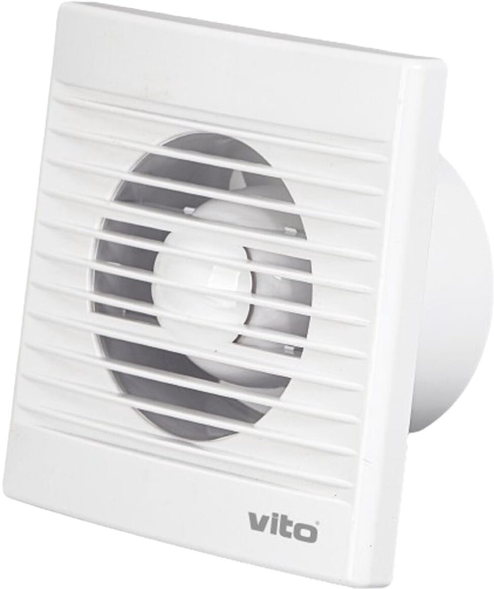 VITO Venti-A100S - Badkamerventilator met Vochtsensor en Timer - 100mm - 30dB fluister - 12W - Wit - Terugslagklep - 180m3 - 2400rpm