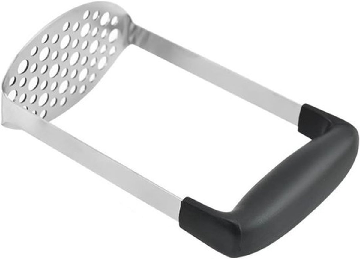 Robuuste Aardappelstamper - RVS met Antislip Handvat - Soepele Stamper voor Babyvoeding - Groenten en Fruit - Ideaal voor Aardappelpuree - Jam en Koken - Kleur: Zwart