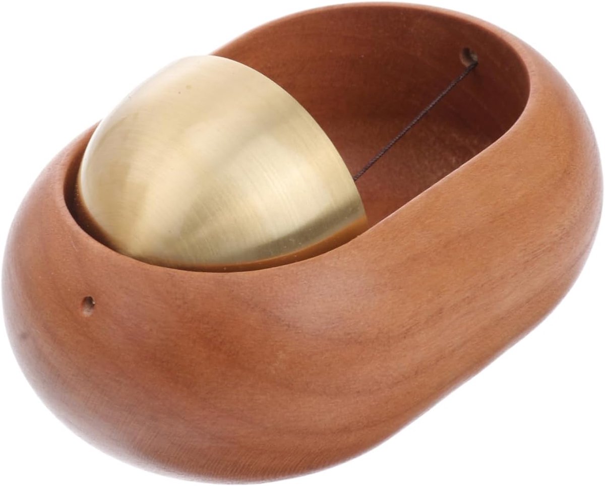Houten Windgong Deurbel - Deurbel met bel Deurklokje - Decoratie Huis - Met Magnetische Bevestiging - 8x5.6x3.5 cm - Koffie
