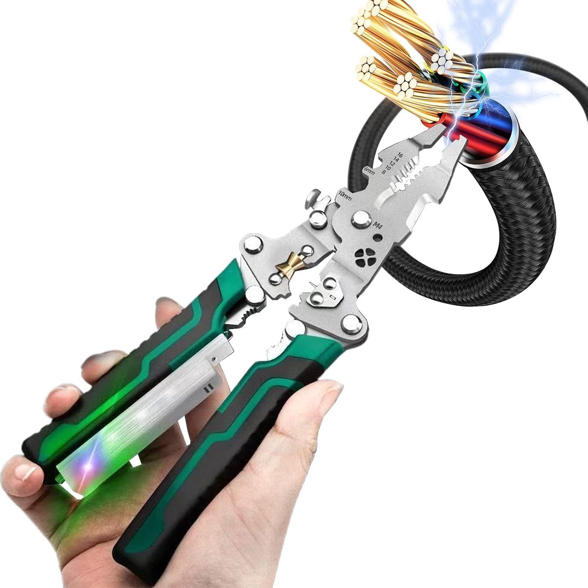Draadstriptang - Elektrisch gereedschap - Bedrading repareren - Met spanningstester - 21.65 cm - Zwart