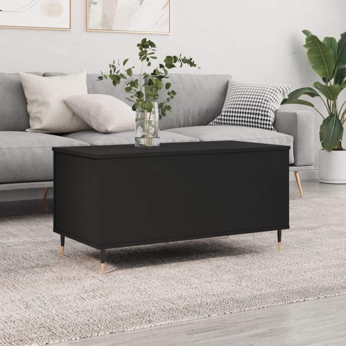 Salontafel - Koffietafel bijzettafel - Dranken en snacks - In hoogte verstelbaar - 90 x 445 x 45 cm - Zwart