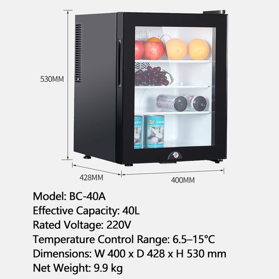 Compacte Koelkast - Mini Koelkast - Dranken Koelen - Stil Model - 30 Liter - Zwart — afbeelding 5