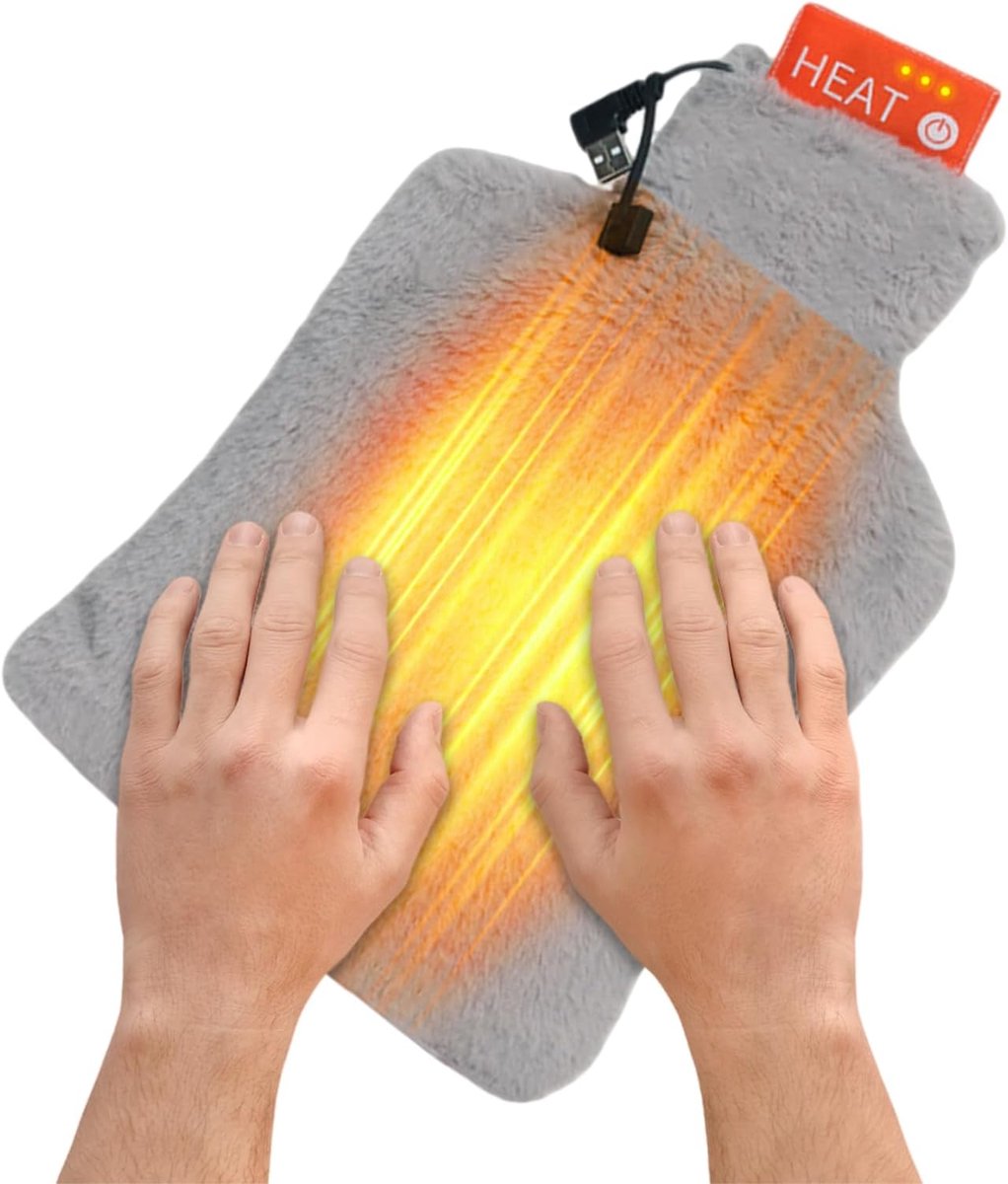 Elektrische warmwaterkruik - Verwarming kruik - Comfort verwarmen - Intelligente temperatuurregeling - 30 x 20 cm - Grijs