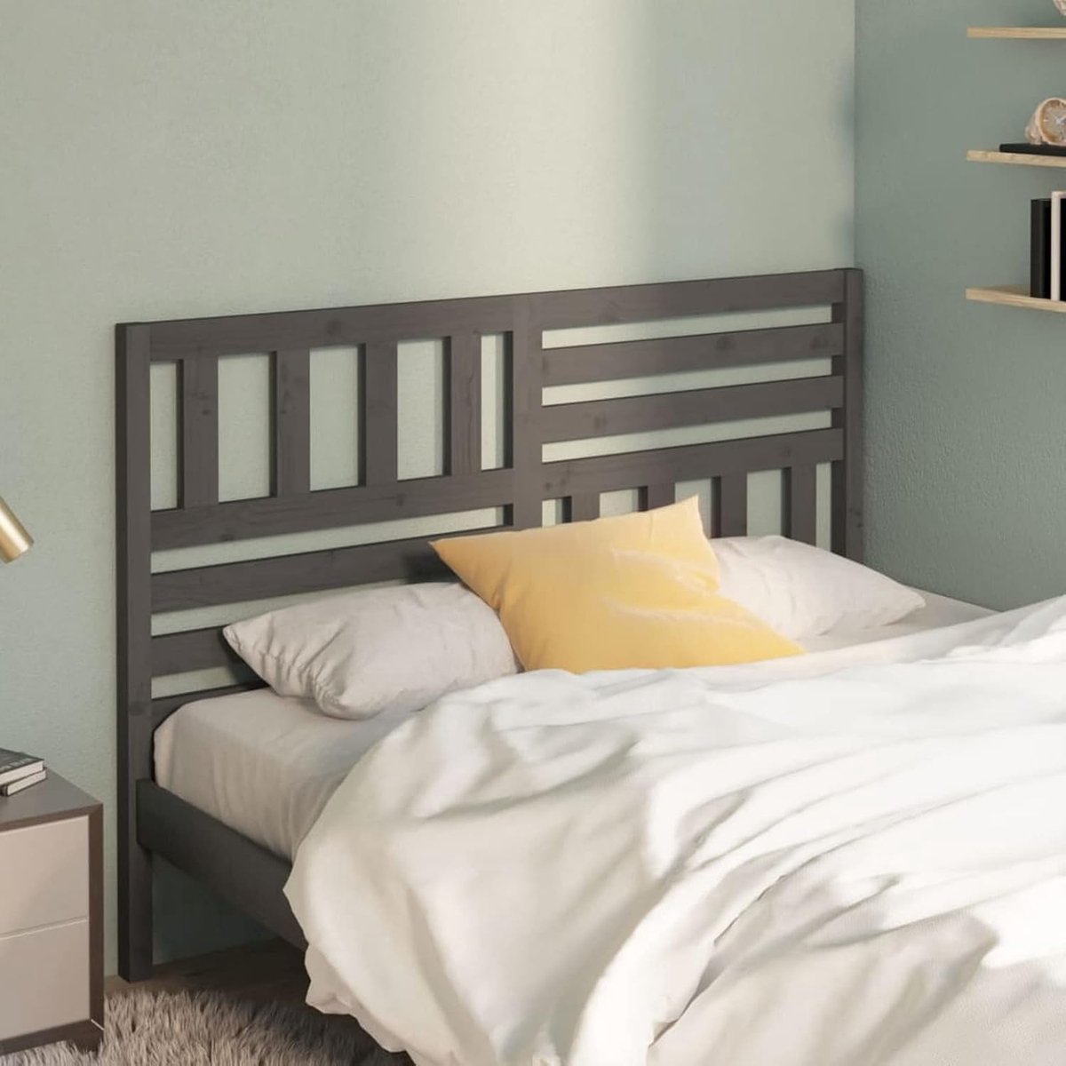Houten Hoofdbord - Bed Decoratie - Slaapkamer Aankleden - Massief Grenenhout - 166x4x100 cm - Grijs