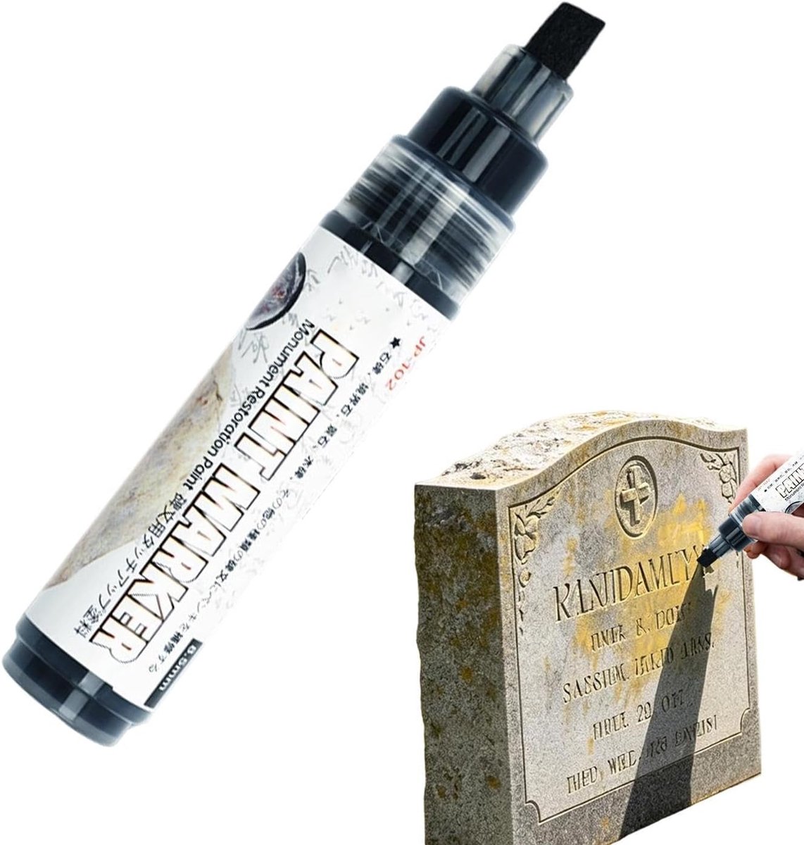Steen Marker Pen - Inscriptie Reparatie - Buiten Markeren - UV Regenbestendig - 13.3 cm - Zwart