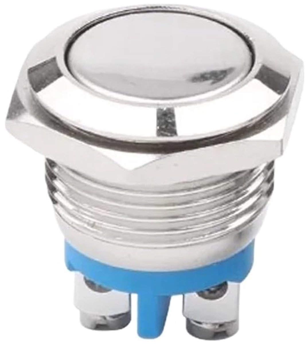 Metalen Drukknop - Momentary Schakelaar - Apparaten Bediening - Waterdichte Constructie - 16 mm - Platte Kop