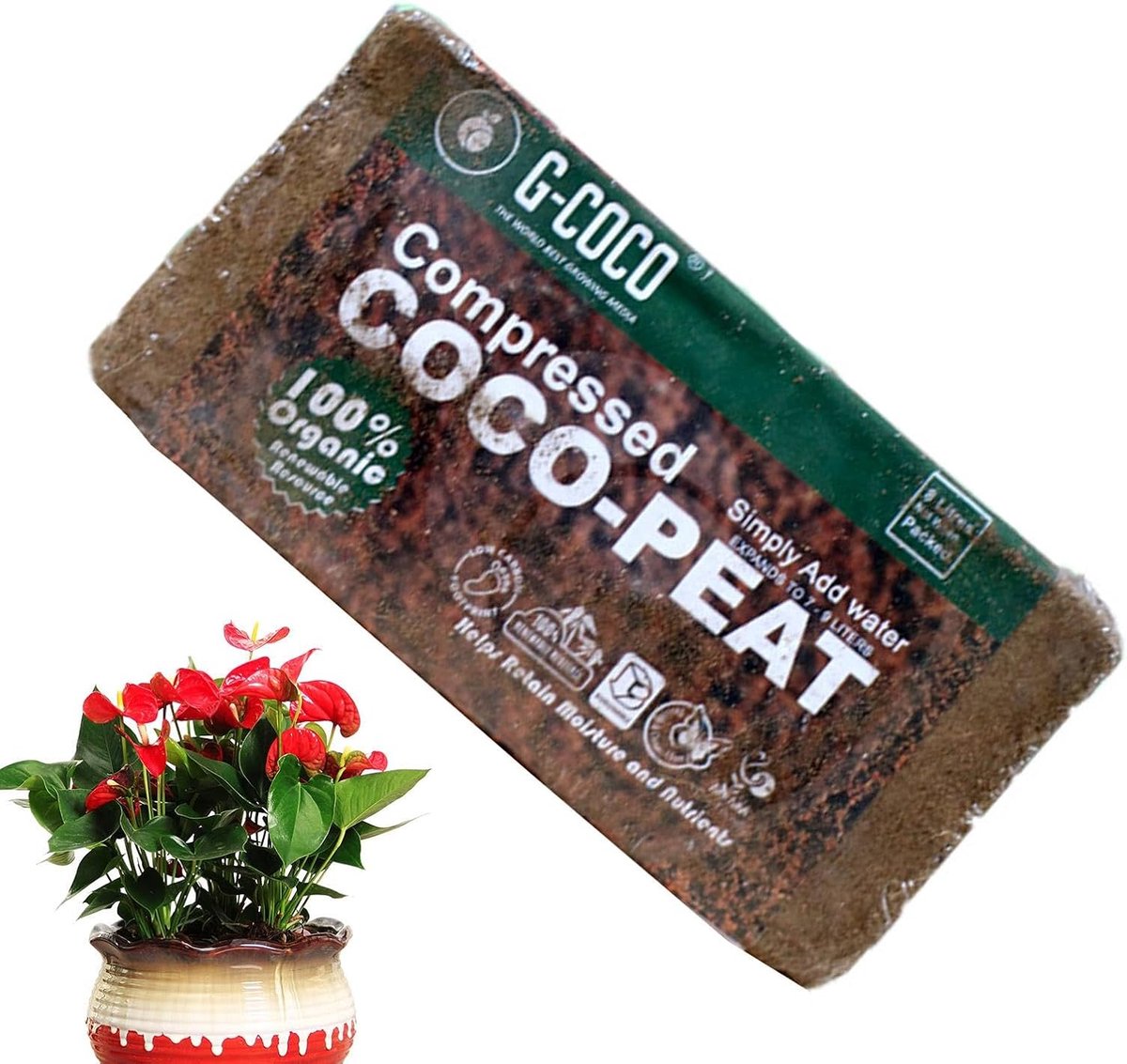 Kokosvezel steen - Planten aarde - Planten Kweken - Hoge expansie - 7-9 liter - Bruin
