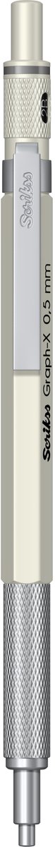 Scrikss Graph-X mechanisch potlood metaal | Grip van messing voor stevige en comfortabele houvast | Wit 0.5mm