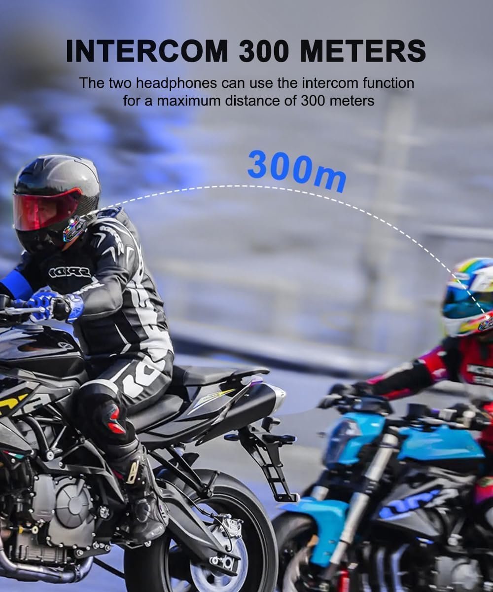 Motorhelm Luidspreker - Communicatie Systeem - Veilig Rijden - Ultradunne Pasvorm - 300m Bereik - Meerkleurig