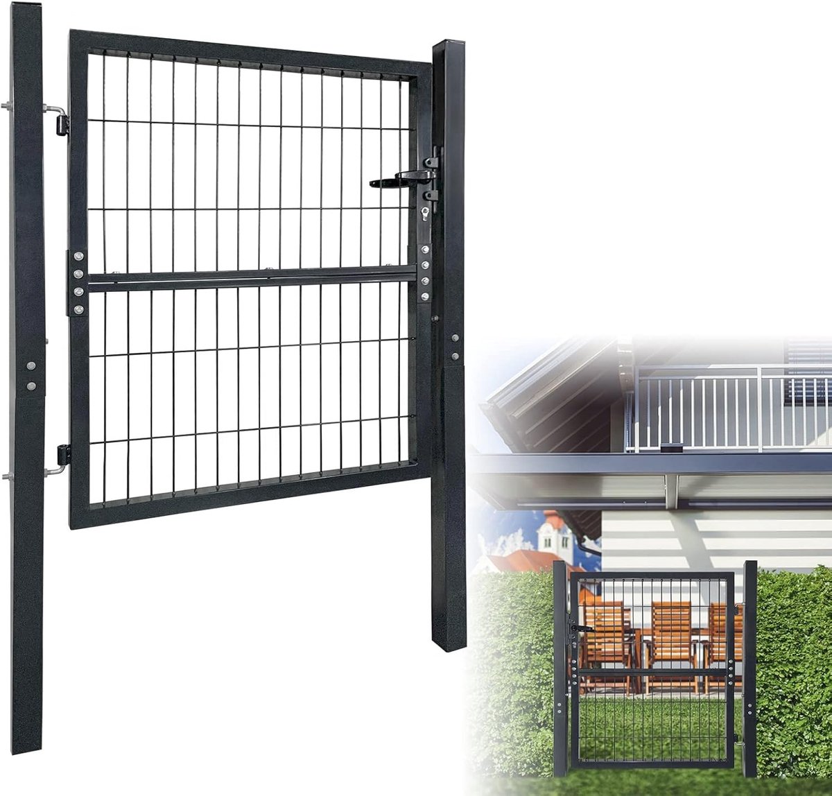 Tuinpoort Staal - Tuindeur Hek - Tuin Afsluiten - Inclusief Slot - 100x100 - Antraciet