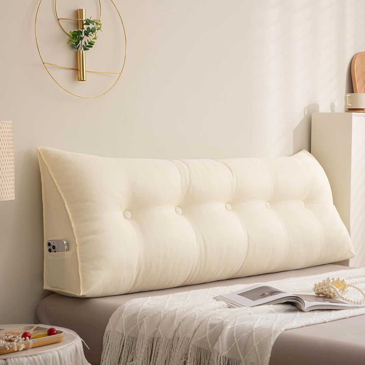 Ergonomisch rugkussen - Wigkussen bed - Comfortabel lezen - Afneembare hoes - 180 cm - Geb