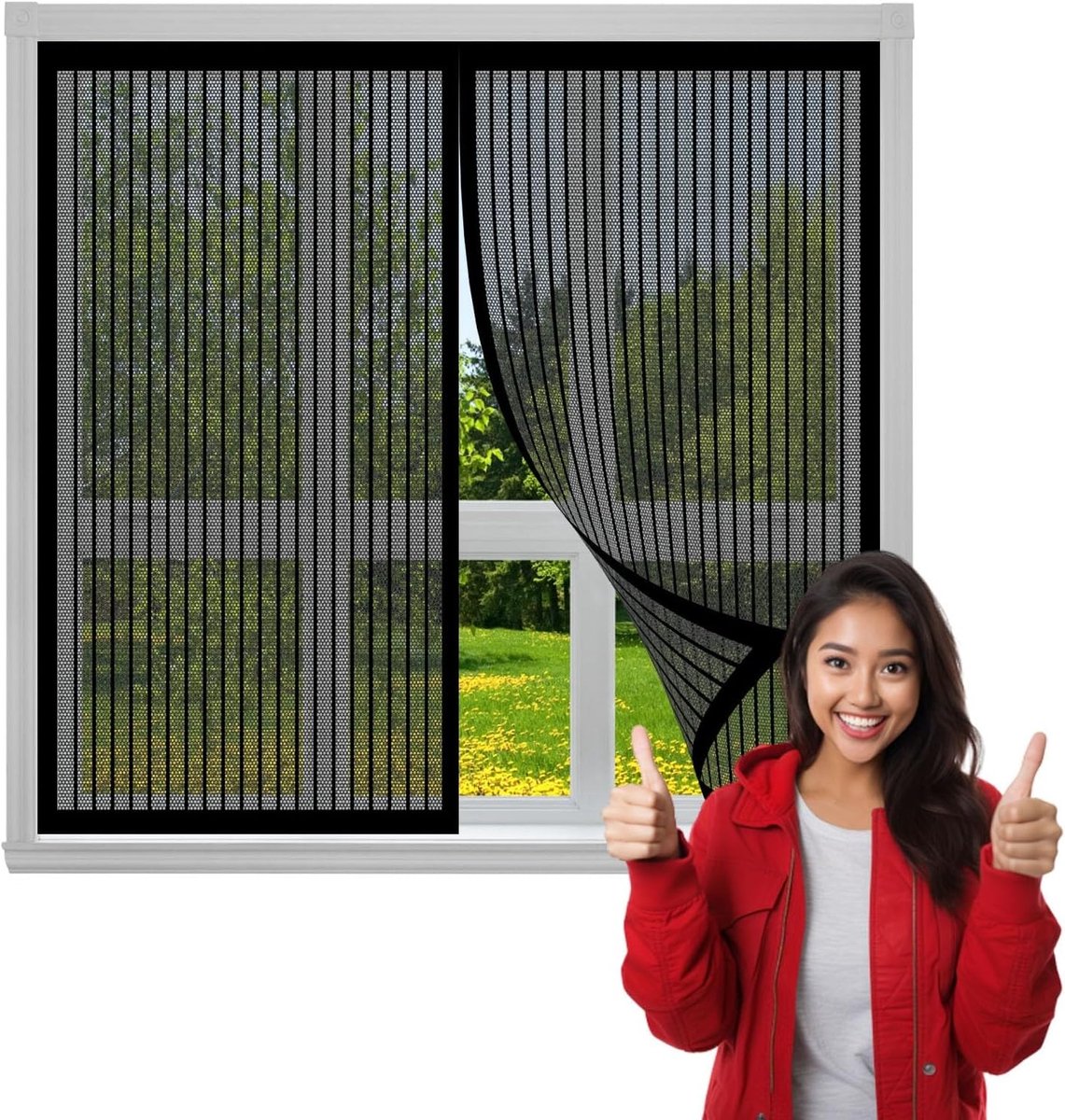 Magnetische Horren - Vliegenwering Raam - Insecten Buiten - Krachtige Sluiting - 59 x 165 