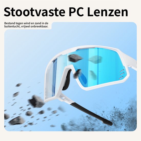 Gloovon® - Sportbril voor Kinderen - Geschikt voor 6-13 jaar - UV400 Bescherming - Lichtgewicht TR90 Montuur - Ideaal voor Fietsen, Hardlopen & Sport - Wit/Blauw van gloovon — afbeelding 4