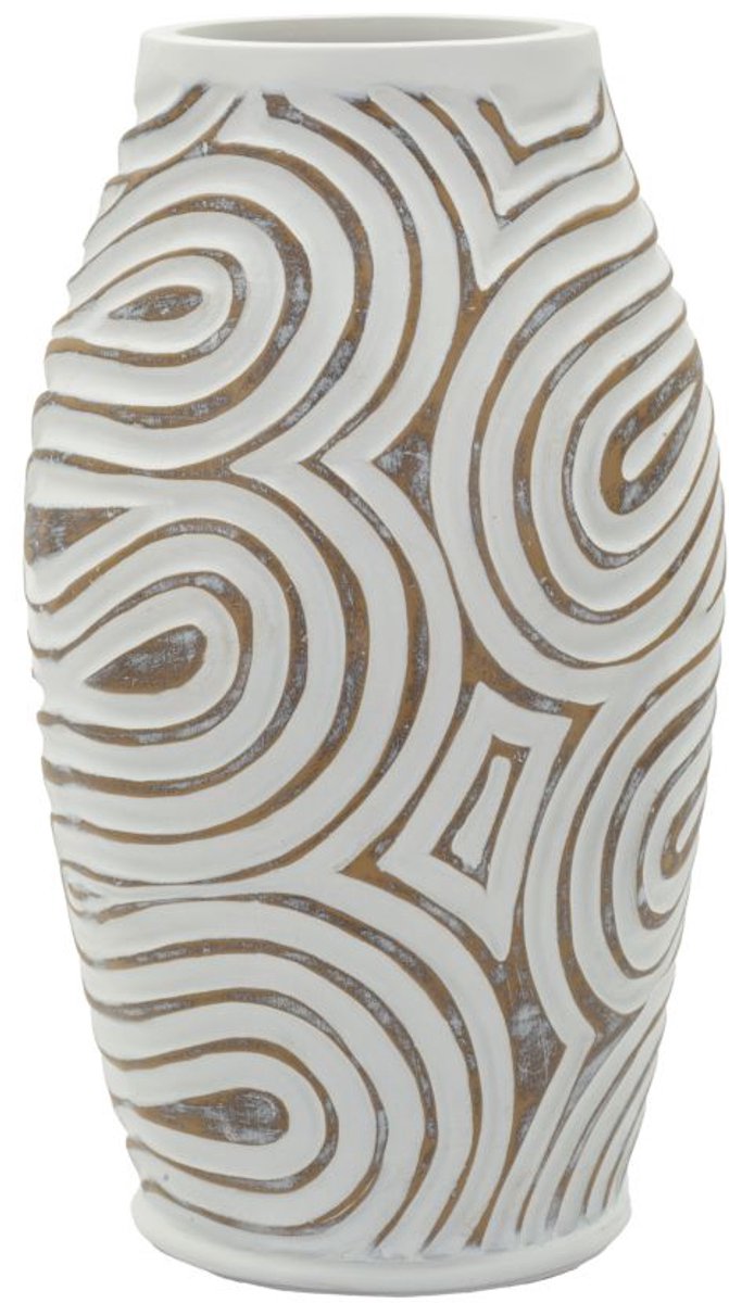 Mauro Ferretti Vaas Oblix Resin Vase Ø 19,5×35 cm Wit Wash