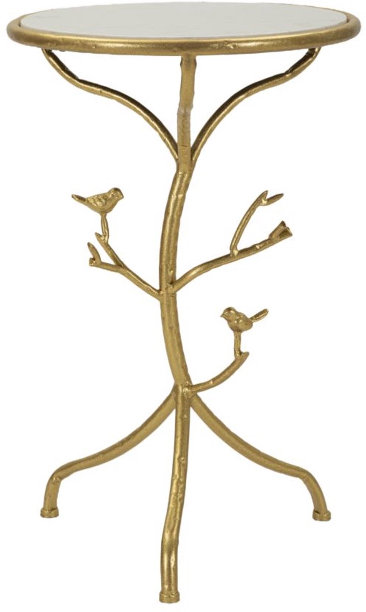 Mauro Ferretti Tafel Birds Marble Ø 38×60 cm Goud