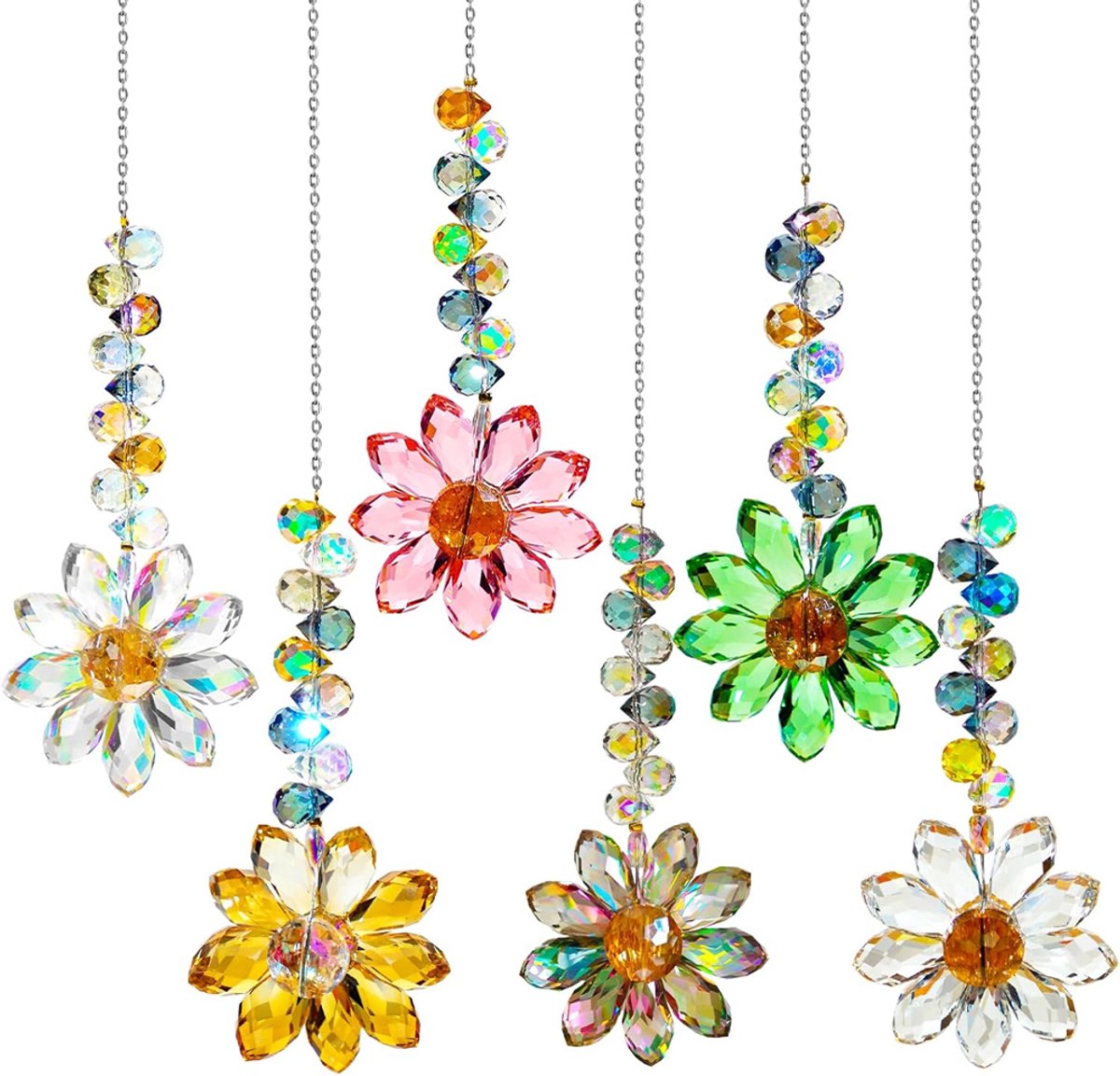 OUYLAF zonnevanger kristal - 6 stuks - suncatcher - kristal - Windgong - raamdecoratie - voor huis, tuin, Kerstmis, feest, bruiloft, cadeaus