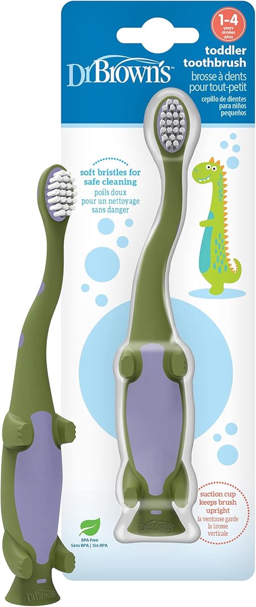 Peuter Tandenborstel - Kinder Mondverzorging - Onafhankelijk Poetsen - Zuignap Basis - 15 cm - Groen