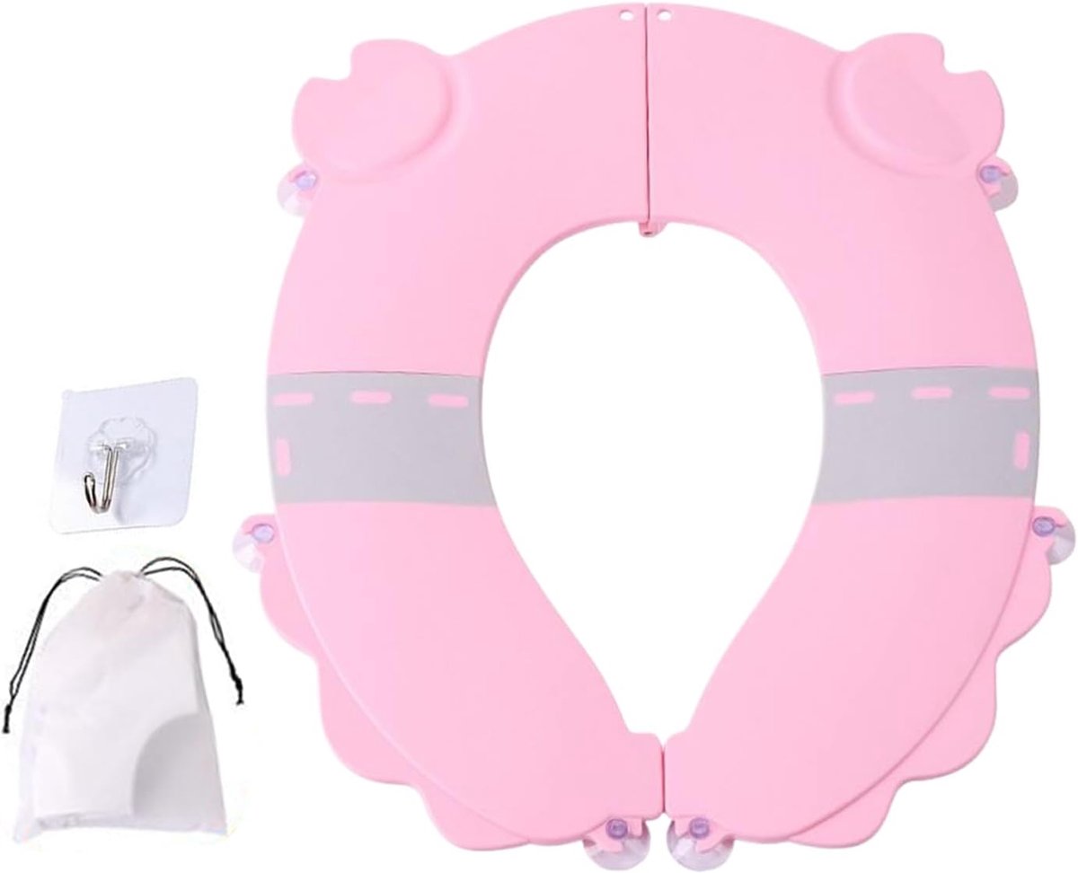 Opvouwbare Toiletbril - Reis Toiletbril Baby - Oefenen Zindelijkheid - Antislip Basis - 196 x 163 cm - Roze
