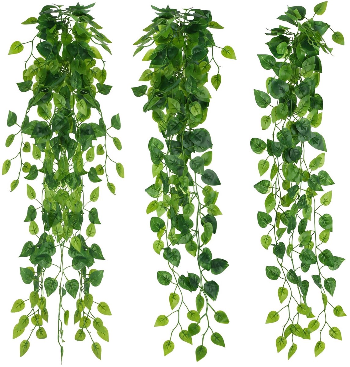 Dailygoods- Kunsthangplanten 3 stuks - 95 cm lang - Kunstklimop - Hangende Planten - Milieuvriendelijk - Natuurlijke Decoratie - Nepplanten