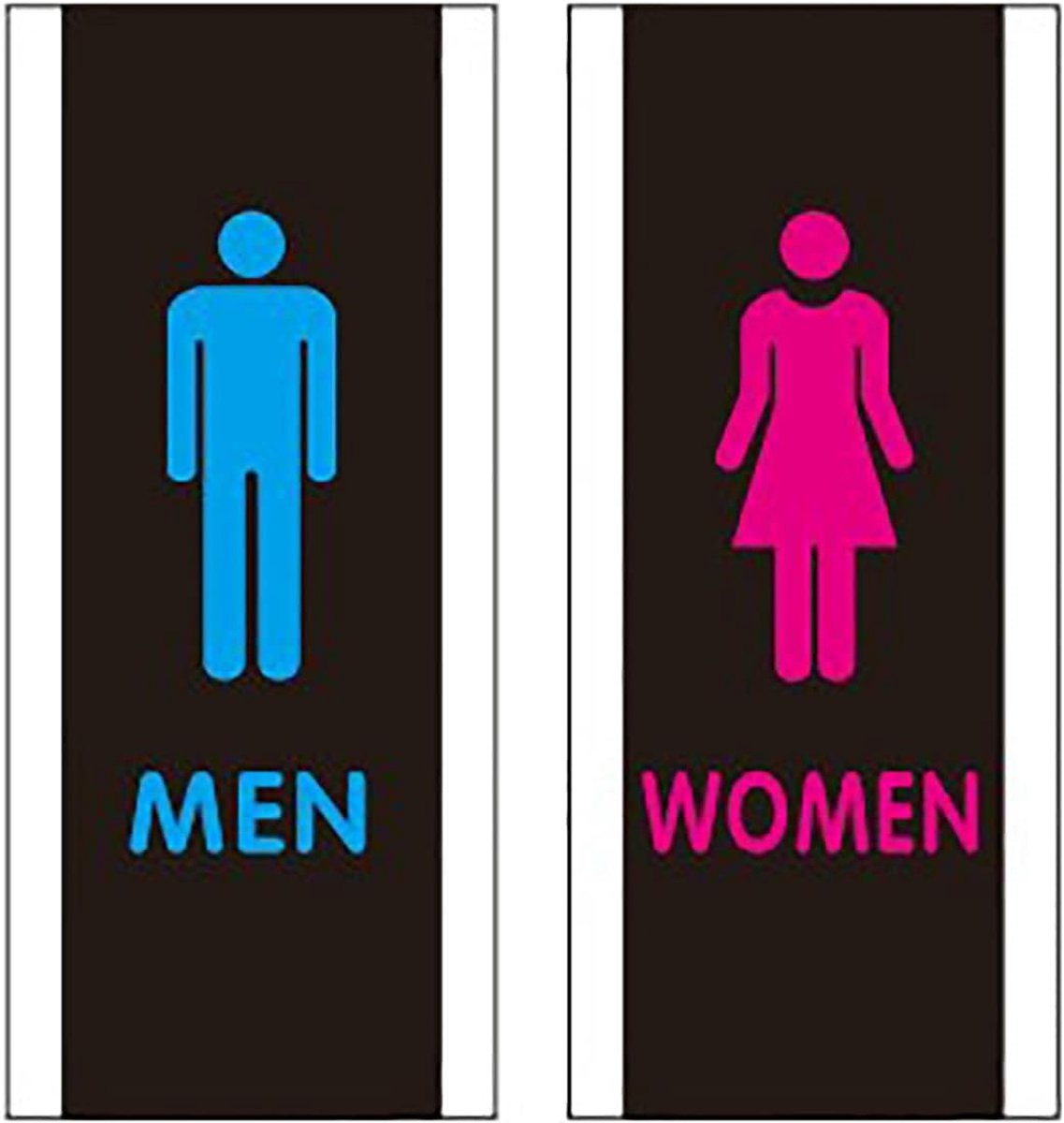 Toiletbordje Acryl - Man Vrouw - Deur Markeren - Zelfklevend - 25 x 11 cm - Zwart
