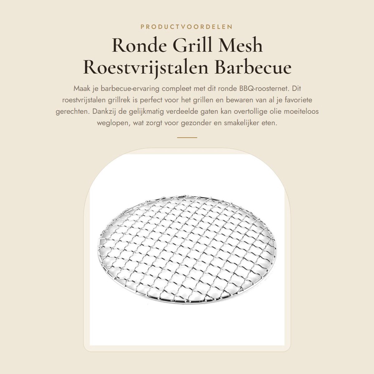 Dailygoods- Barbecue Net Antiaanbaklaag - Ronde BBQ Grill - Roestvrij Staal 304