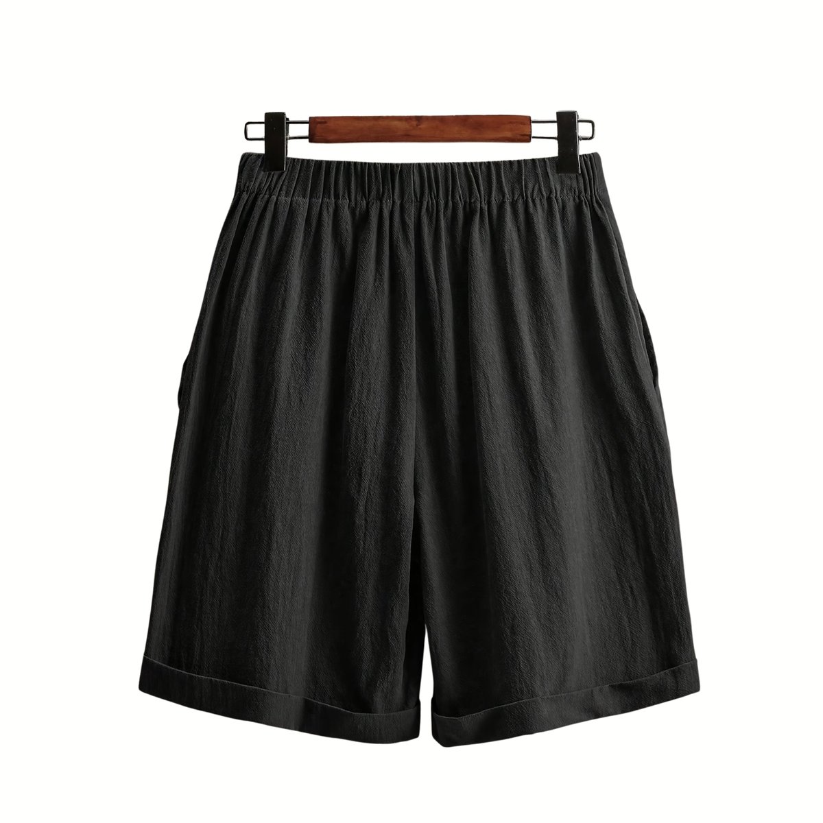 Currero Korte Linnen Broek Dames Zomerbroek Volwassenen Korte Broek Shorts Strandbroek Zomer Ibiza Stijl 3XL Zwart