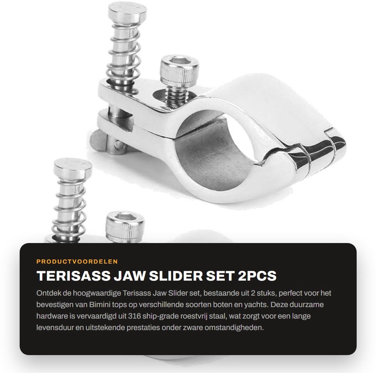 Dailygoods- Jaw Slider - 2 Stuks - Roestvrij Staal - Bimini Top - Boot Accessoires - Geschikt voor Yachten - Duurzaam en Sterk - Bootaccessoires