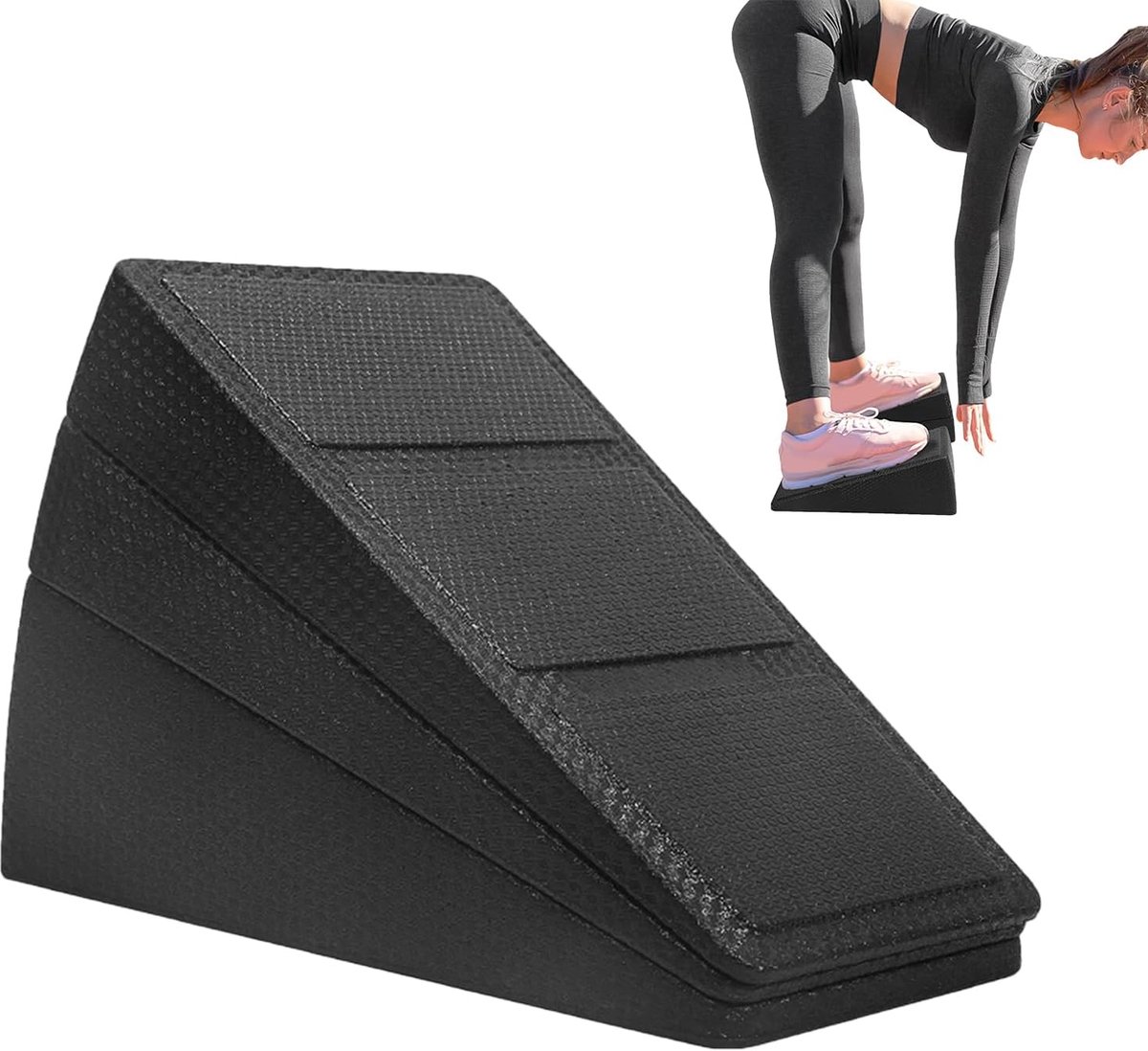 Kuitrekwig - Schuine plank - Fitness training - Verstelbare hoeken - 30 x 19.5 x 15.5 cm - Zwart