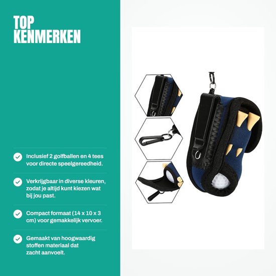 ZEYNOMAX- Golfaccessoireset met 2 Golfballen - 4 Tees - Drinkzak voor Golfbal - Golftas Bevestiging - Slijtvast en Duurzaam Materialen - Golfbalzak van Zeynomax — afbeelding 5