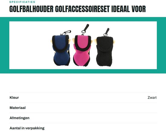 ZEYNOMAX- Golfaccessoireset met 2 Golfballen - 4 Tees - Drinkzak voor Golfbal - Golftas Bevestiging - Slijtvast en Duurzaam Materialen - Golfbalzak van Zeynomax — afbeelding 4