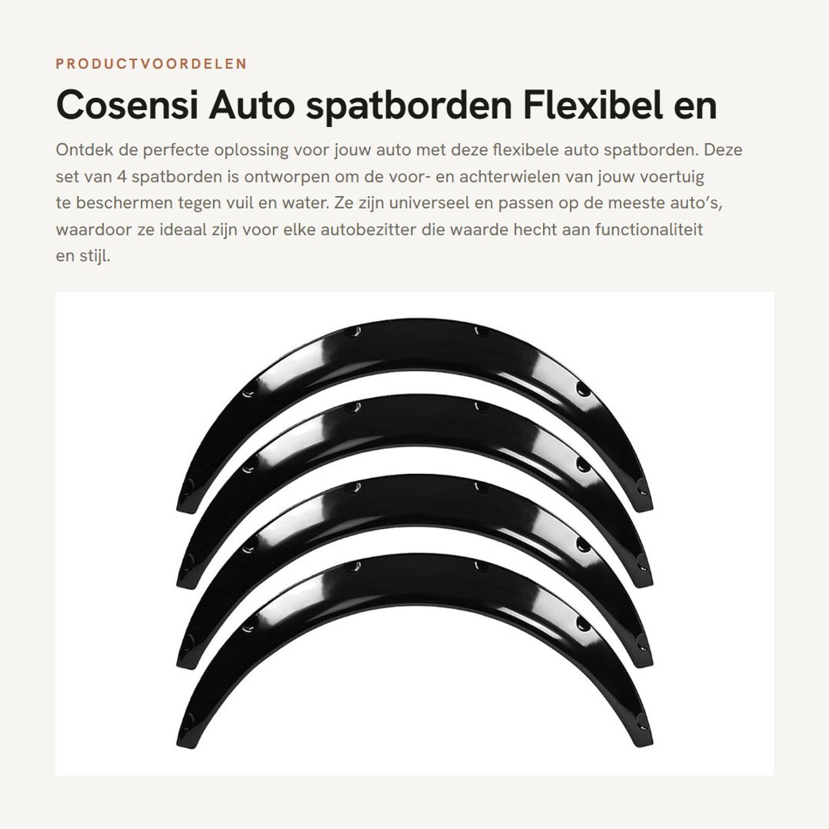 Dailygoods- Spatborden 4 stuks 900 mm - Flexibele Spatborden - Universele Spatborden - Auto Spatborden - Hoogwaardige Materialen - Geschikt voor de meeste auto's - Wielkasten