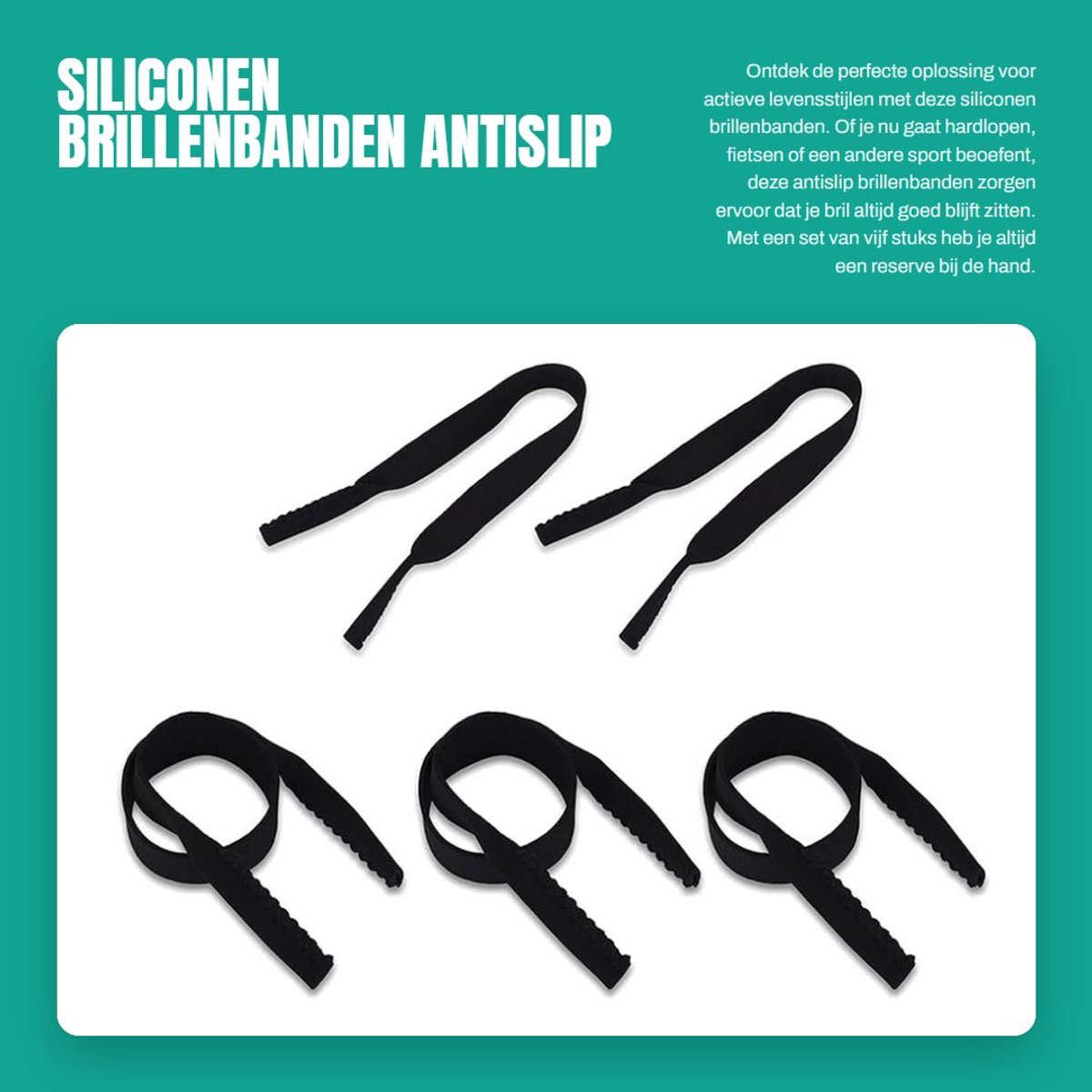 Dailygoods- Brillenband Antislip - Siliconen Sportbrilband - Verstelbaar Koord - Drijvende Brillenkoord - Elastisch en Duurzaam - Geschikt voor Sporten