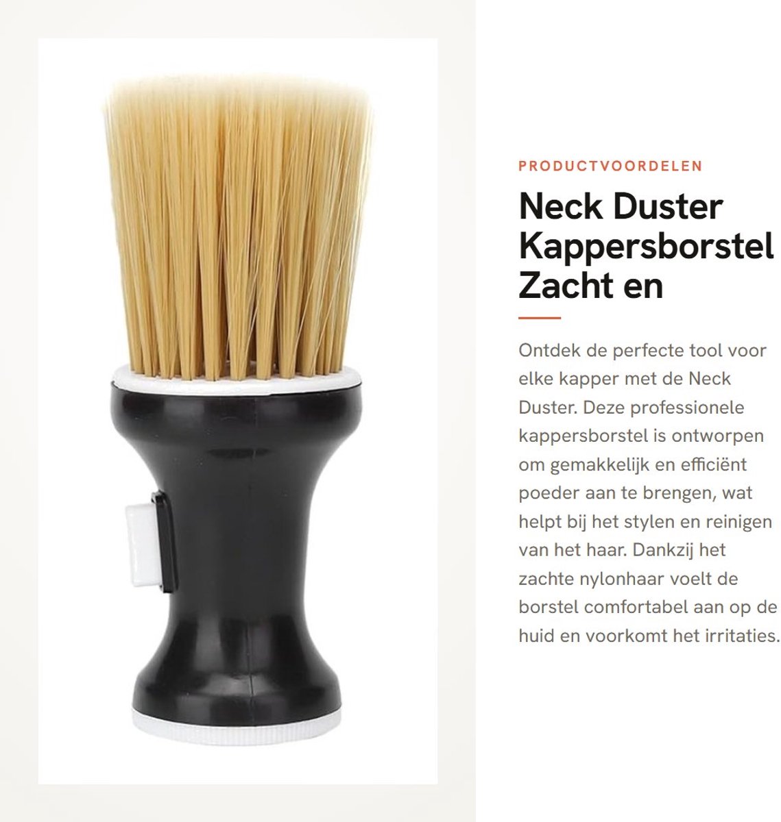 Dailygoods- Kappersborstel Zacht Nylonhaar - Nekborstel - Antislip Handgreep - Draagbaar Formaat - Professionele Styling - Huidvriendelijk Materiaal - Stylingborstel