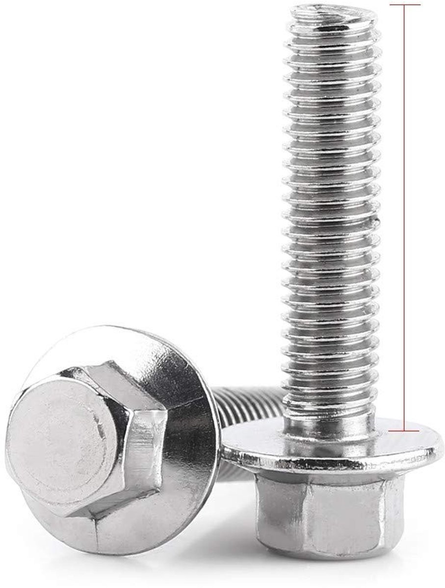 Dailygoods- Zeskantschroeven 10st - Roestvrij staal - Flens - Sluitringkop - M6 - 16/20/25/30/35mm - Bout