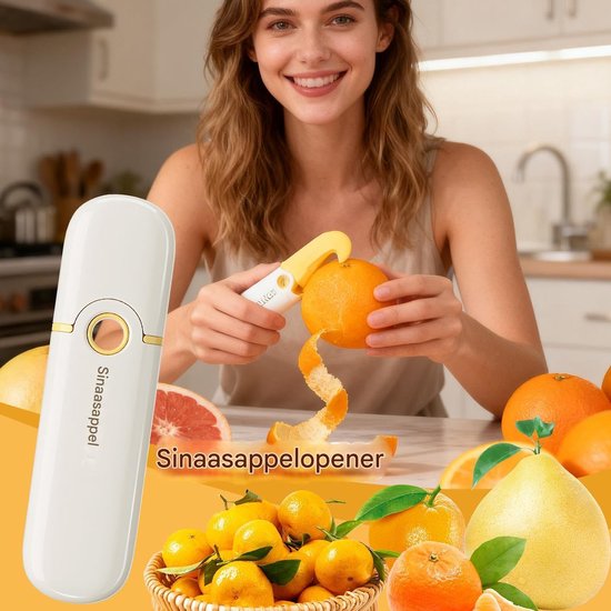 Sinaasappelschiller - Fruit opener - Citrus schillen - Antislip handvat - 11.7 cm - Wit oranje — afbeelding 4