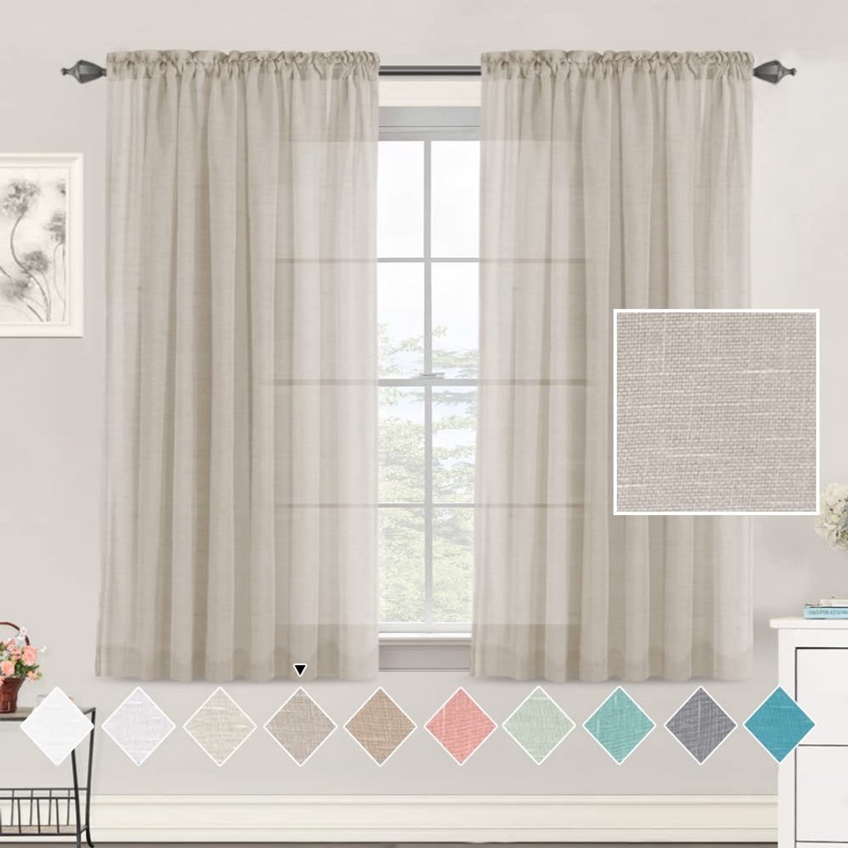 Dailygoods- Gordijnen halftransparant - Voile gordijnen - Schuifgordijnen 2 stuks - Lichtfilterend - Elegant design - Afmetingen 120x150 cm - Raamdecoratie