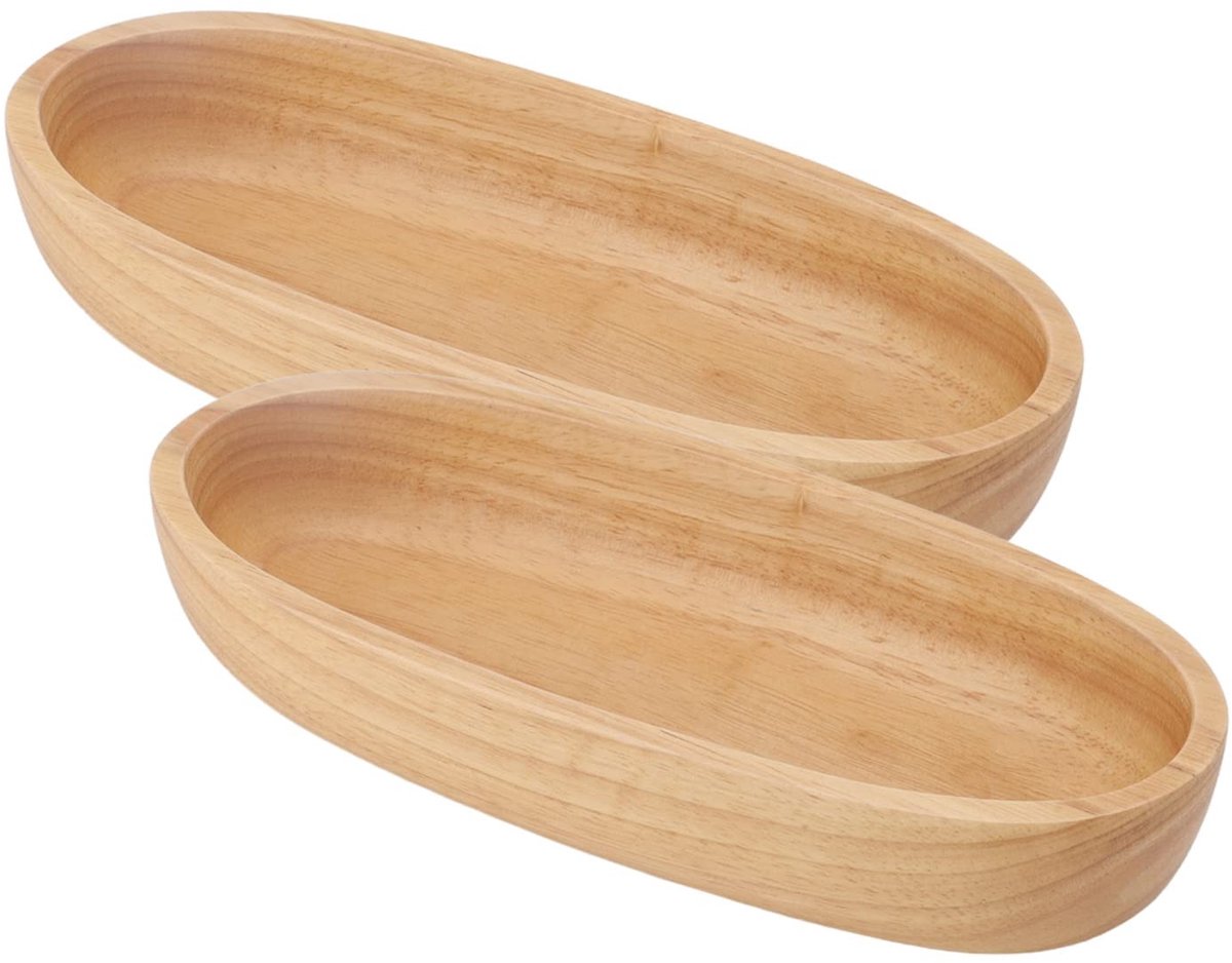 Dailygoods- Deegkom Natuurlijke Houten Decoratie - Lange Houten Kom - Rustieke Deegkom - Glad Oppervlak - Voor Eettafel - Veelzijdig Gebruik - Decoratieve Kom