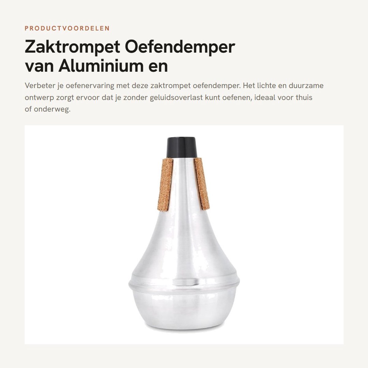Dailygoods- Trompetdemper Aluminiumlegering - Oefendemper - Zaktrompet - Kurkstrips - Jazz - Lichtgewicht