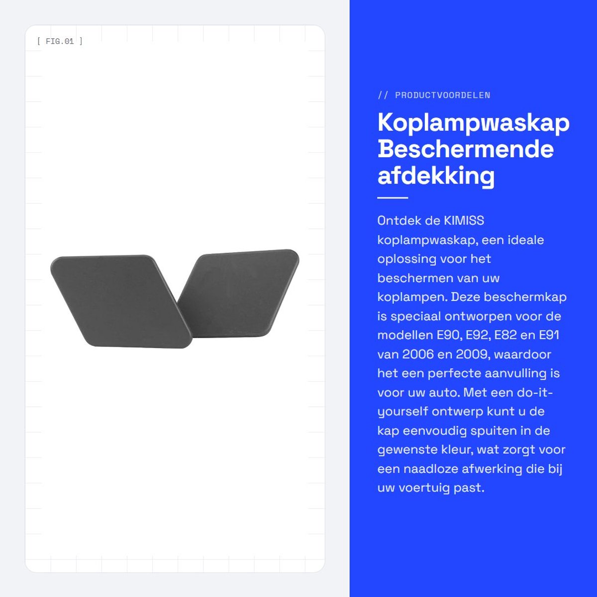 Dailygoods- Koplampwaskap - Beschermende Afdekking - Geschikt voor Cap E90/E92 - Matzwart - DIY Ontwerp - Halffabricaat - Koplampdop