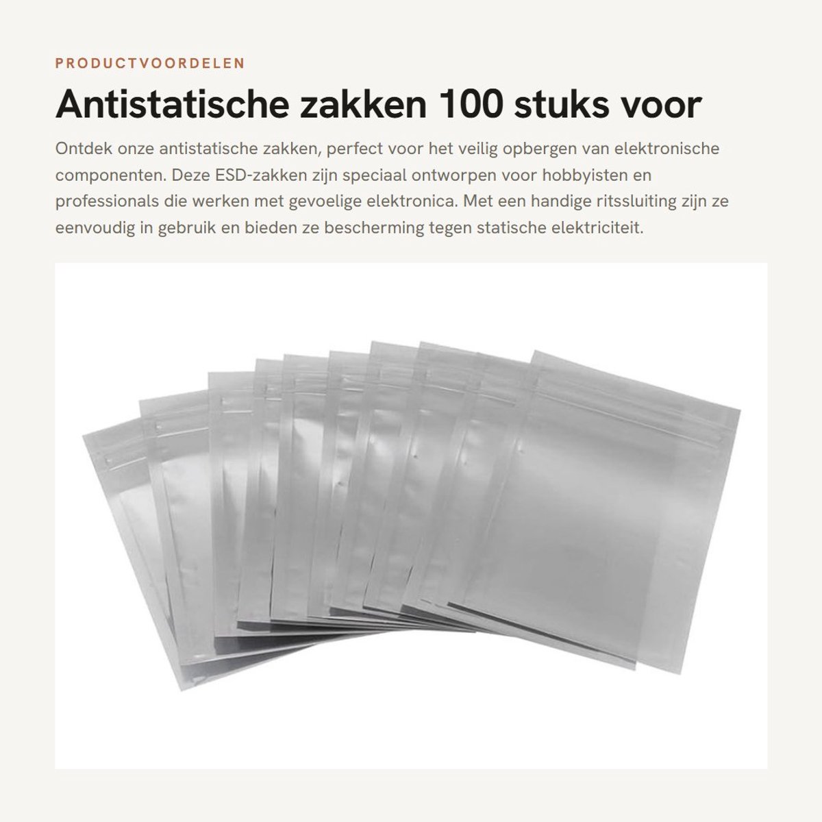 Dailygoods - Antistatische zakken - 100 stuks voor elektronische componenten - 8 x 12 cm - Hersluitbare zakken - Ideaal voor opslag - Ant...