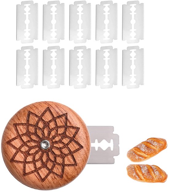 Foto: Dailygoods brood snijmes deegmes voor thuisbakker 10 verwisselbare messen zilver baguettemes voor brooddeeg ideaal voor broodbakken hand 