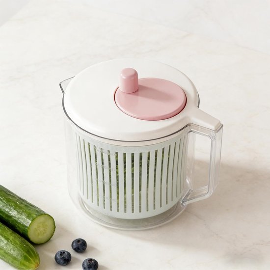 Slacentrifuge Handmatig - Groente Droger - Salade Bereiden - Efficiënt Water Verwijderen - 25 x 20 x 20 cm - Wit — afbeelding 5
